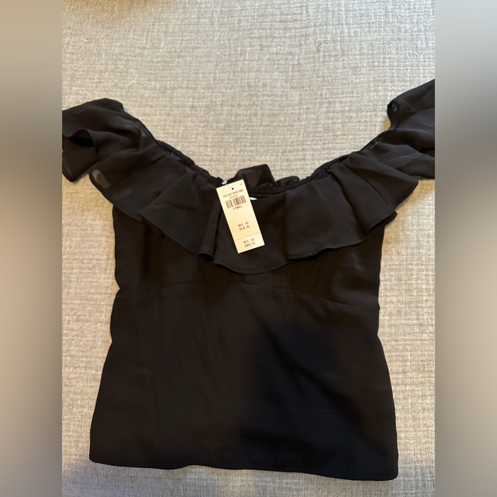 Abercrombie off shoulder black ruffle top